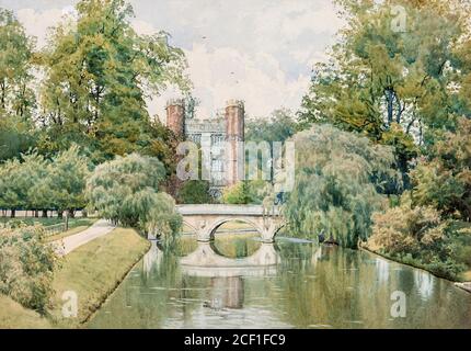 Garden William Fraser - St John's College Cambridge de la Dos - British School - 19e siècle Banque D'Images