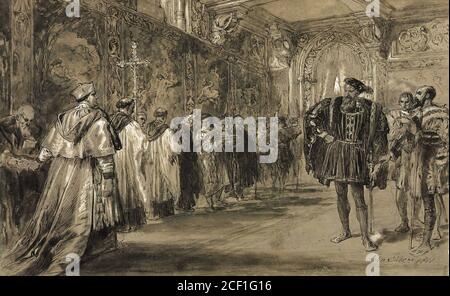 Gilbert Sir John - le cardinal Wolsey et le duc de Buckingham - British School - 19e siècle Banque D'Images