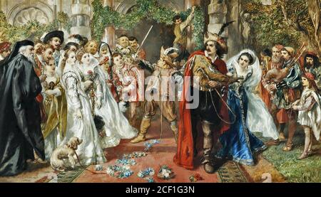 Gilbert Sir John - le Taming de la Shrew - Le mariage de Katherine et Petruchio - British School - 19e siècle Banque D'Images