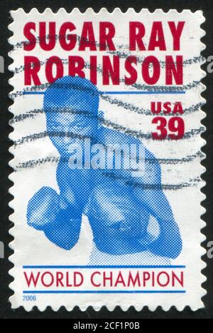 ÉTATS-UNIS - VERS 2006 : timbre imprimé par les États-Unis, montre Sugar Ray Robinson, vers 2006 Banque D'Images