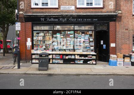 Hurlingham Bookshop, Ranelagh Gardens, Fulham High Street, Londres, SW6, Royaume-Uni Banque D'Images