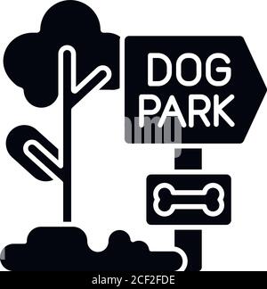 Icône de glyphe noir de parc à chiens Illustration de Vecteur