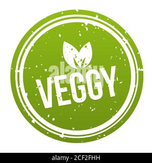 Badge vert Veggy - bouton Vegan. Vecteur Eps10. Banque D'Images