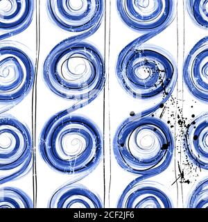 motif d'arrière-plan sans couture, avec cercles/tourbillons, lignes, coups et éclaboussures, grundy Illustration de Vecteur
