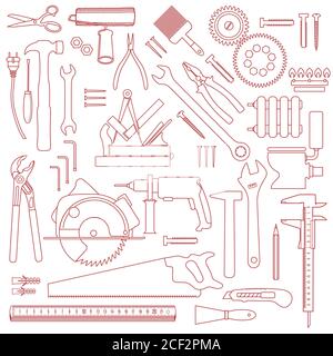 pictogramme de motif d'outils sur fond blanc. Illustration de Vecteur