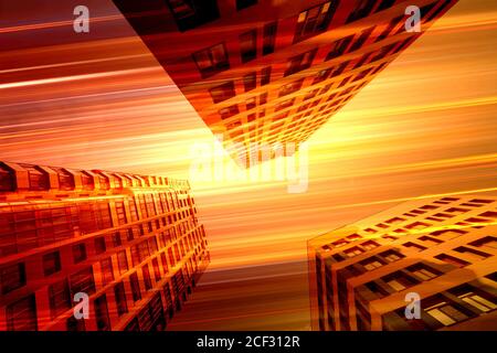 Vue en contre-plongée de bâtiments résidentiels typiques de grande hauteur Banque D'Images