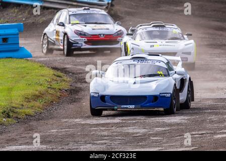 Guy Corner dans Lotus Exige course dans les SuperNationals à l'épreuve de 5 Nations British Racing à Lydden Hill, Kent, Royaume-Uni. Pendant COVID-19. Banque D'Images