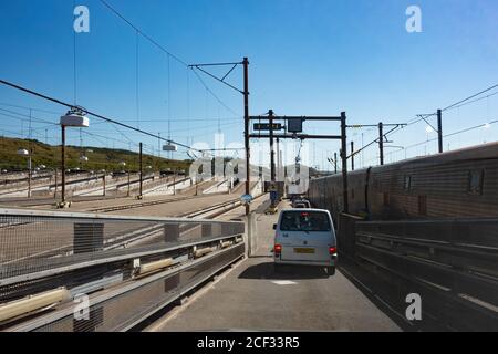 Embarquement sur l'eurotunnel à Folkestone Banque D'Images