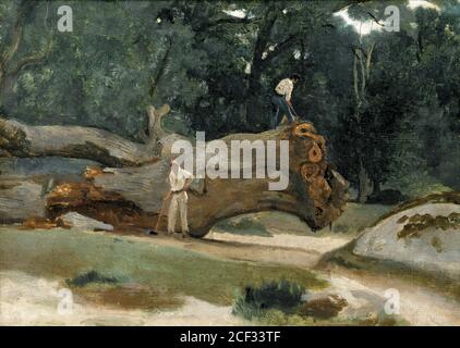 Corot Jean Baptiste Camille - Bûcherons - École française - 19e siècle Banque D'Images