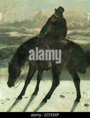 Courbet Gustave - Hunter à cheval récupération de la piste - École française - 19e siècle Banque D'Images