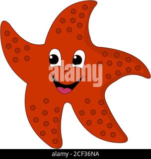joyeux dessin animé 2d drôle d'étoiles de mer posant le sourire sur un blanc arrière-plan Banque D'Images