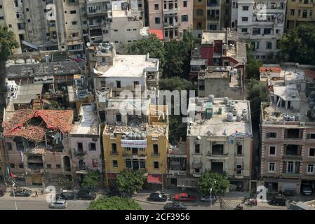 Beyrouth, Liban. 03ème septembre 2020. Une vue sur les maisons et les bâtiments dévastés près du port de Beyrouth, le lieu de l'explosion massive qui a secoué Beyrouth le 04 août 2020. Credit: Marwan Naamani/dpa/Alamy Live News Banque D'Images