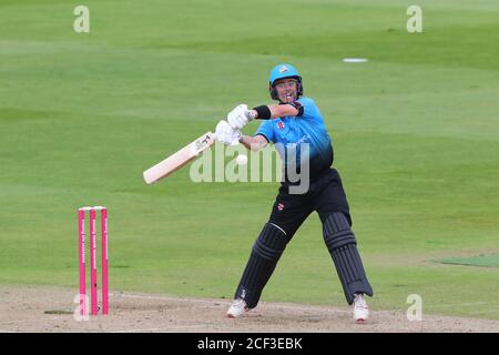 Edgbaston, Royaume-Uni. 03ème septembre 2020. EDGBASTON, ANGLETERRE. SEPTEMBRE 03 2020: Jake Libby de Worcestershire joue un tir pendant le match de cricket de Vitoria Blast T20 Worcestershire Rapids contre le Somerset au terrain de cricket d'Edgbaston, Birmingham, Angleterre. Le 3 septembre 2020 (photo de Mitchell Gunn/ESPA-Images) crédit: European Sports photo Agency/Alay Live News Banque D'Images