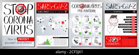 Affiches d'arrêt du coronavirus - Covid-19, SRAS-COV-2 - illustration vectorielle Illustration de Vecteur