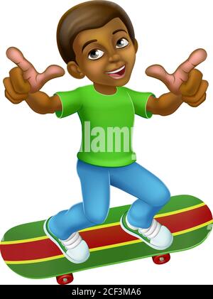 Enfants Skateboarding Boy Kid Cartoon Illustration de Vecteur