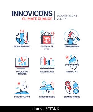 Changement climatique - jeu d'icônes de style moderne Illustration de Vecteur