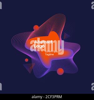 Modèle de bannière, d'emblème ou de logo abstrait Vector Geometric Liquid. Décoration créative pour les affiches de soldes de saison. Arrière-plan sombre Illustration de Vecteur