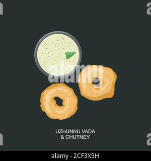 En-cas sud-indiens Vada et Chutney Vector Illustration de Vecteur