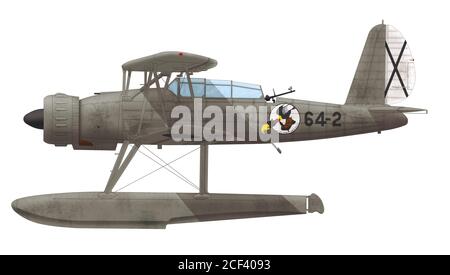 Arado AR 95A-0 (64-2) de la 51e section du 52e vol de l'armée de l'air espagnole, base de Pollense, 1939 Banque D'Images