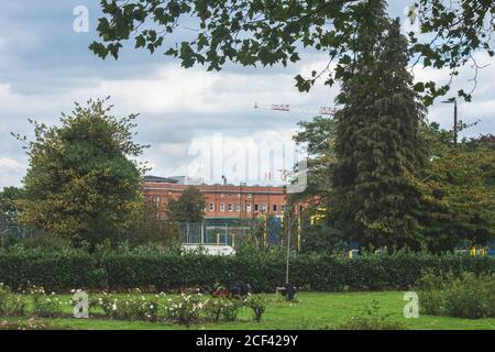 The Horlicks Factory vu de Salt Hill Park, Slough, Berkshire, Royaume-Uni Banque D'Images