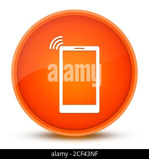 Icône du signal réseau du smartphone isolée sur un bouton rond orange brillant illustration abstraite Banque D'Images