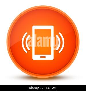Icône du signal réseau du smartphone isolée sur un bouton rond orange brillant illustration abstraite Banque D'Images