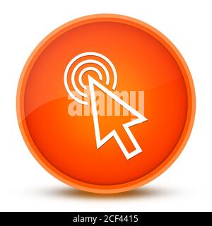 Cliquez sur l'icône du curseur isolée sur le résumé du bouton rond orange brillant illustration Banque D'Images