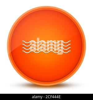 Icône des vagues de mer isolée sur le bouton rond orange brillant résumé illustration Banque D'Images