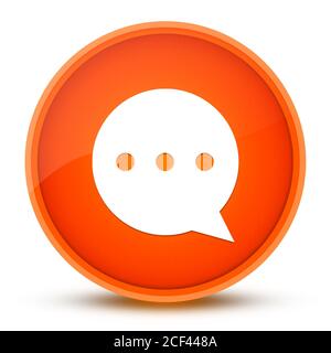 Icône de commentaire isolée sur l'illustration abstraite de bouton rond orange brillant Banque D'Images