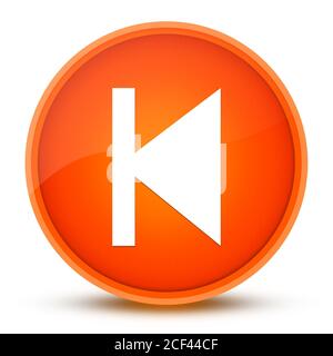 Icône de piste précédente isolée sur un bouton rond orange brillant résumé illustration Banque D'Images