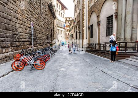 Florence, Italie - 31 août 2018: Florence vieux bâtiment par le Palazzo Vecchio le matin sur la Piazza della Signoria via della Ninna Banque D'Images