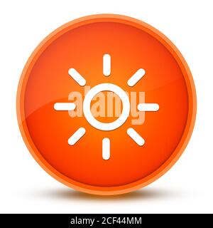 Icône de luminosité de l'écran isolée sur un bouton rond orange brillant illustration abstraite Banque D'Images