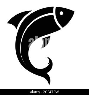Silhouette noire icône poisson. Symbole du logo pêche. Illustration de Vecteur