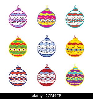 Boule de noël dessinée à la main isolée. L'icône de l'illustration d'arrière-plan noir et blanc de l'esquisse vectorielle s'affiche. Illustration de Vecteur