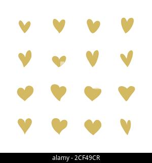 Jeu de vecteurs coeurs. Icônes de dessin à la main sur fond blanc. Pour la Saint-Valentin. Une collection de cœurs pour la créativité. Cœurs d'amour silhouettes Illustration de Vecteur