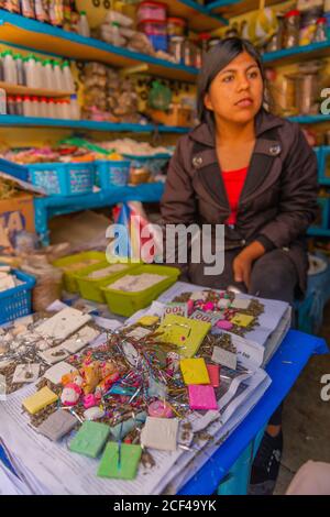 Marché agricole du Mercado Campesinoso, sucre, capitale constitutionnelle de la Bolivie, capitale du département de Chuquisaca, Bolivie, Amérique latine Banque D'Images