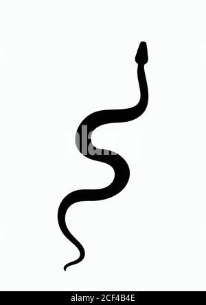 Serpent silhouette noir. Symbole isolé ou serpent d'icône sur fond blanc. Serpent de signe abstrait. Illustration vectorielle. Illustration de Vecteur