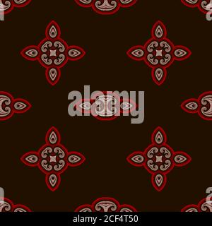 Motif abstrait complexe, style oriental. Fond noir vectoriel transparent. Couleurs rouge et noir. Illustration de Vecteur