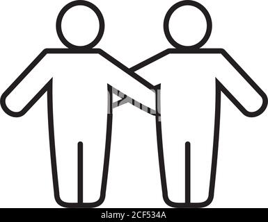 concept d'inclusion, pictogramme couple d'hommes icône sur fond blanc, style de ligne, illustration vectorielle Illustration de Vecteur