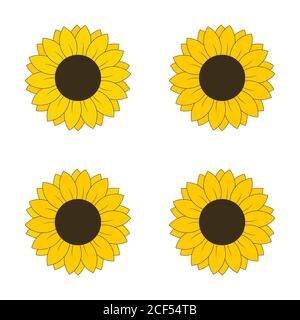 Ensemble d'icônes de tournesol. Ensemble de contours de l'illustration du vecteur de tournesol sur fond blanc Illustration de Vecteur