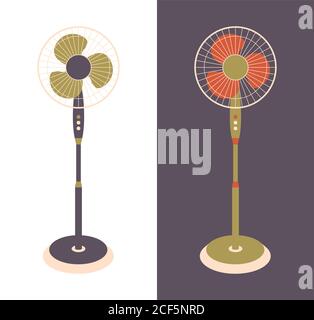 Ventilateur électrique vectoriel isolé en arrière-plan. Appareils ménagers pour la climatisation et le refroidissement de l'air, le contrôle de la température. Illustration vectorielle à plat Illustration de Vecteur