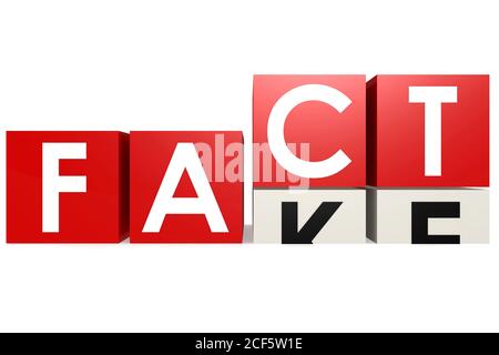 Les cubes avec des lettres passent de faux à fait, le rendu 3D Banque D'Images