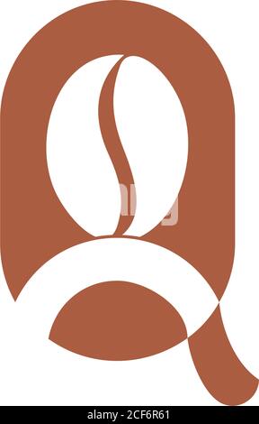 lettre q géométrique marron haricot ovale logo vecteur Illustration de Vecteur