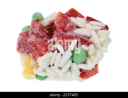 mélange de légumes surgelés - riz, pois, paprika et maïs. Isolé sur macro studio blanche Banque D'Images