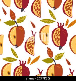 Motif sans couture avec pommes et grenade de Rosh Hashana illustration vectorielle. Illustration de Vecteur