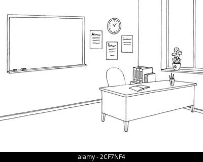 Schéma de la salle de classe noir blanc dessin d'intérieur vecteur d'illustration Illustration de Vecteur