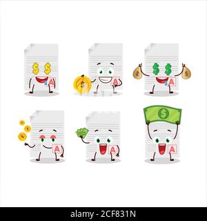 Notes papier personnage de dessin animé avec émoticône mignon apporter de l'argent Illustration de Vecteur