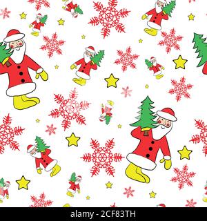 motif sans coutures avec flocons de neige et père noël pour l'arrière-plan Illustration de Vecteur