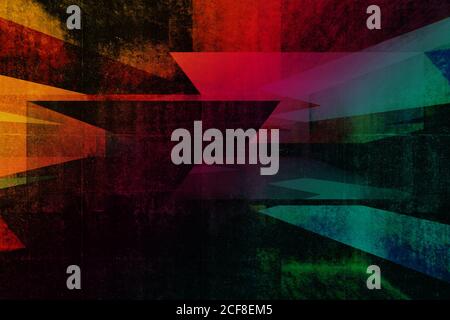 Arrière-plan graphique informatique abstrait, structures en béton colorées croisées, illustration numérique, illustration de rendu 3d Banque D'Images