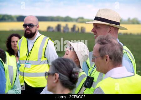 Des inspecteurs et des parties intéressées visitent la région de Stonehenge en partie d'un examen de six mois de la proposition de construire un Tunnel routier pour l'A303 Banque D'Images